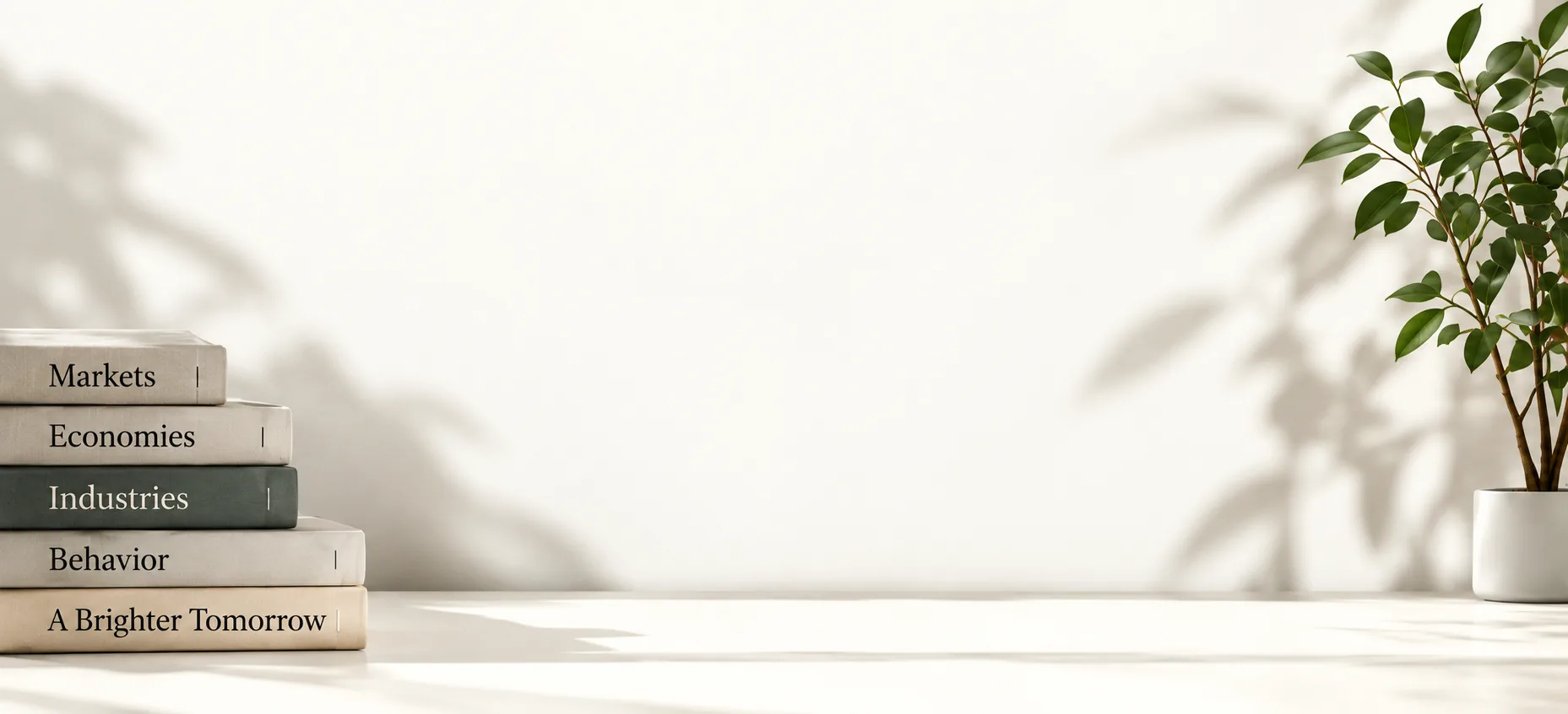 investment analysis — quiet library with books and a plant